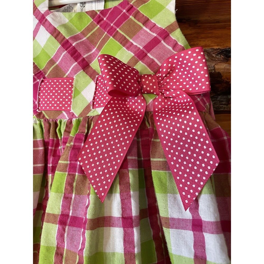 Bonnie Jean Pink Plaid Girls Sleeveless Dress With Bow  Size 4‎ - Picture 2 of 4